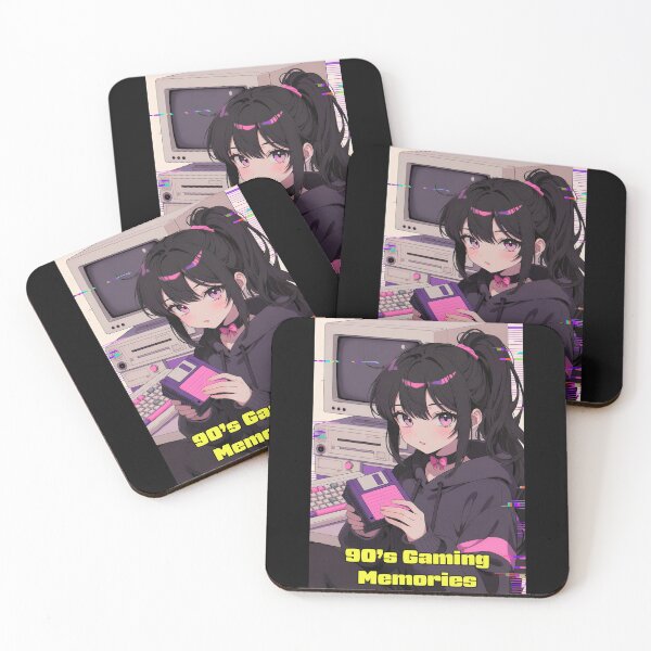 Item preview, 90s Gaming Memories Anime Girl Retro Computer | Nostalgia Gamer Sticker designed and sold by Amber Sky Creations.