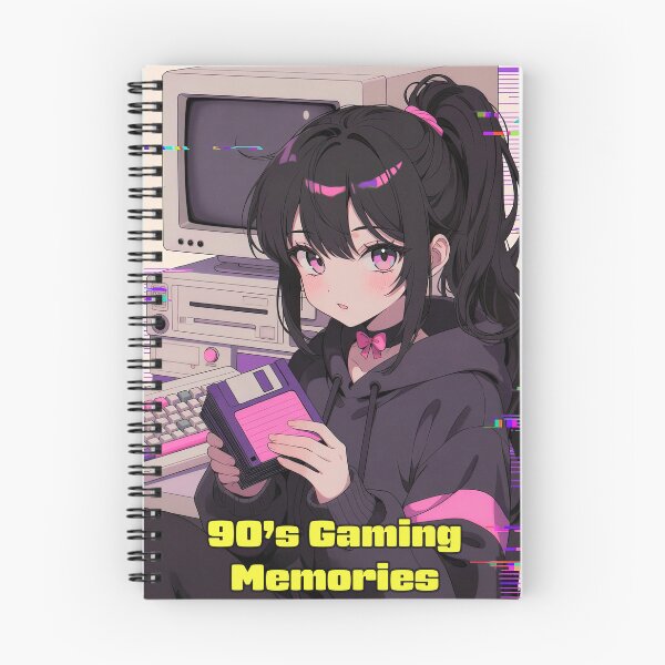 Item preview, 90s Gaming Memories Anime Girl Retro Computer | Nostalgia Gamer Sticker designed and sold by Amber Sky Creations.