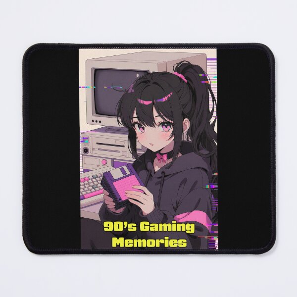 Item preview, 90s Gaming Memories Anime Girl Retro Computer | Nostalgia Gamer Sticker designed and sold by Amber Sky Creations.