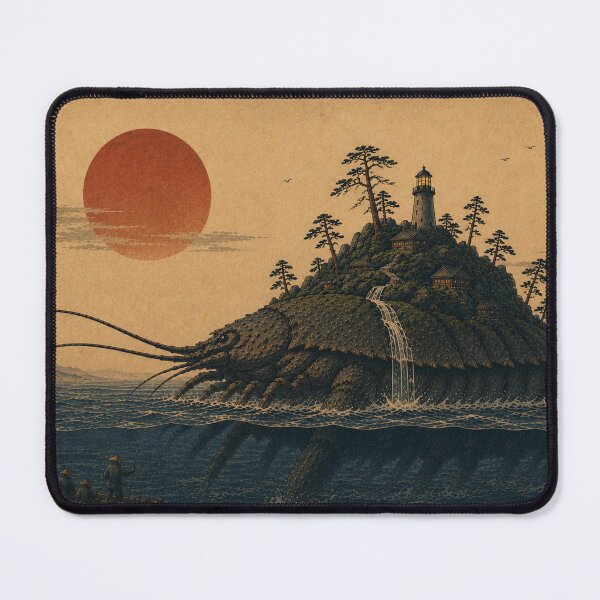 Item preview, The Ancient Migration | Giant Lobster Kaiju Japanese Woodblock Art designed and sold by Vandy Fullam.