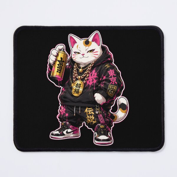 Item preview, Tokyo Streetwear Samurai Cat Graphic Art designed and sold by WRParadise.