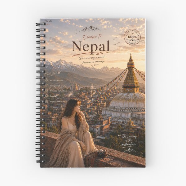 Item preview, Escape to Nepal – Kathmandu Travel Poster | Himalayas Wall Art | Boudhanath Stupa Sunset Print designed and sold by Inkora-Art.
