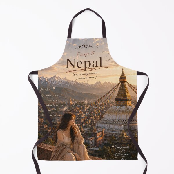 Item preview, Escape to Nepal – Kathmandu Travel Poster | Himalayas Wall Art | Boudhanath Stupa Sunset Print designed and sold by Inkora-Art.
