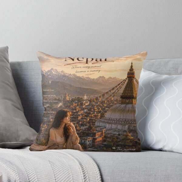 Item preview, Escape to Nepal – Kathmandu Travel Poster | Himalayas Wall Art | Boudhanath Stupa Sunset Print designed and sold by Inkora-Art.