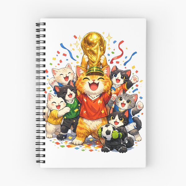 Item preview, Champion Soccer Cats Celebration – Cute Orange Tabby Lifting the World Trophy designed and sold by SketchPalet.