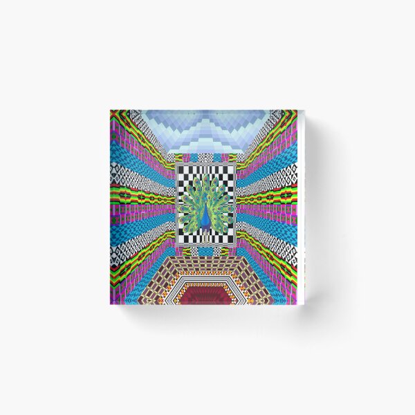 Item preview, Peacock Colorful Geometric Kaleidoscope Op Art Print designed and sold by Alejandro Stein.