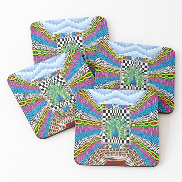Item preview, Peacock Colorful Geometric Kaleidoscope Op Art Print designed and sold by Alejandro Stein.