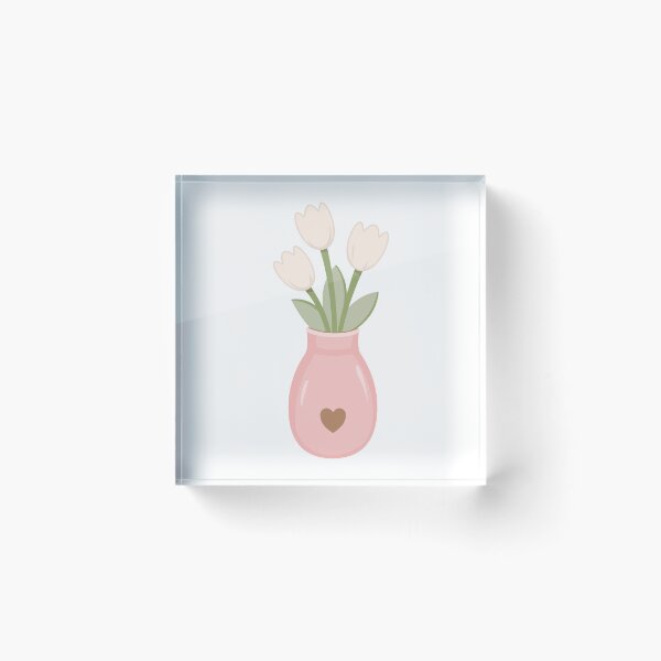 Item preview, White Tulips Bouquet Pink Ceramic Vase designed and sold by Anne97s.