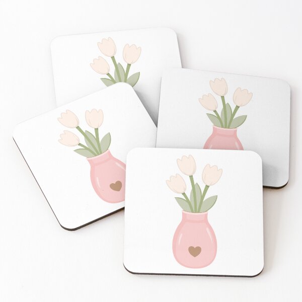 Item preview, White Tulips Bouquet Pink Ceramic Vase designed and sold by Anne97s.