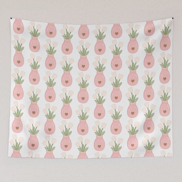 Item preview, White Tulips Bouquet Pink Ceramic Vase designed and sold by Anne97s.
