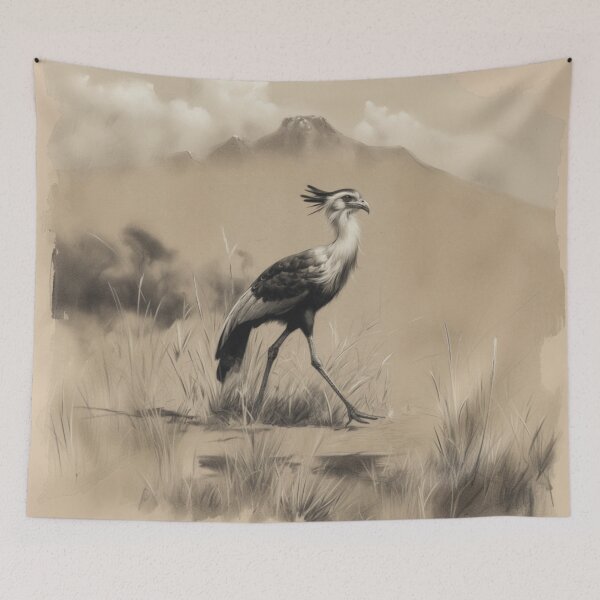 Item preview, A Secretary Bird striding across African grasslands, Birds in Motion designed and sold by CDC40.