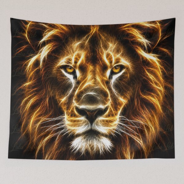 Item preview, Electric Lion – King of Light | Glowing Fractal Wildlife Art designed and sold by LuluLeb.