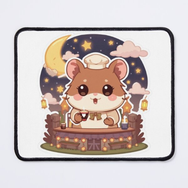 Item preview, Moonlight Café Mocha Hamster Sticker | Cozy Night Coffee Kawaii Gift designed and sold by Stylestickers55.