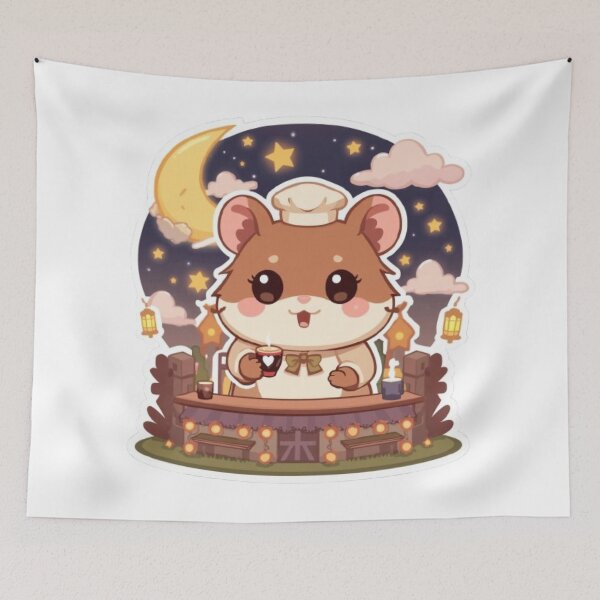 Item preview, Moonlight Café Mocha Hamster Sticker | Cozy Night Coffee Kawaii Gift designed and sold by Stylestickers55.