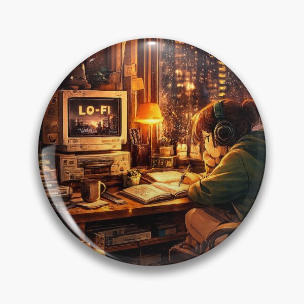 Item preview, Cozy Lofi Anime Girl Studying Night Aesthetic designed and sold by YogiCodeLab.