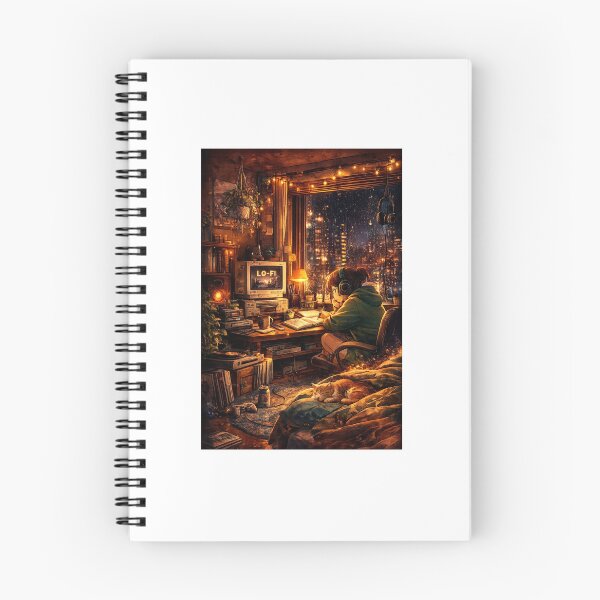 Item preview, Cozy Lofi Anime Girl Studying Night Aesthetic designed and sold by YogiCodeLab.