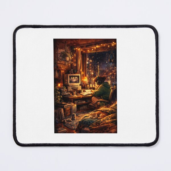 Item preview, Cozy Lofi Anime Girl Studying Night Aesthetic designed and sold by YogiCodeLab.