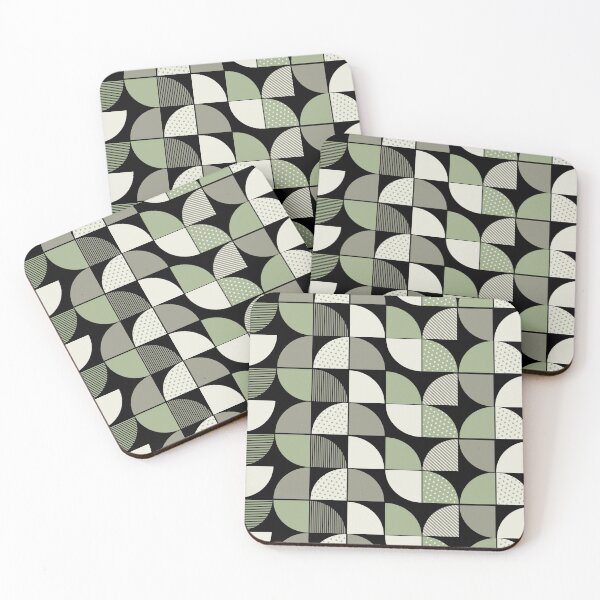 Item preview, Mid Century Modern Sage Green and Charcoal Geometric Pattern designed and sold by ​Jyoti Digital Artist.