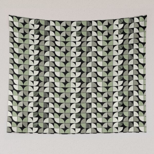 Item preview, Mid Century Modern Sage Green and Charcoal Geometric Pattern designed and sold by Jyoti-Quotes.
