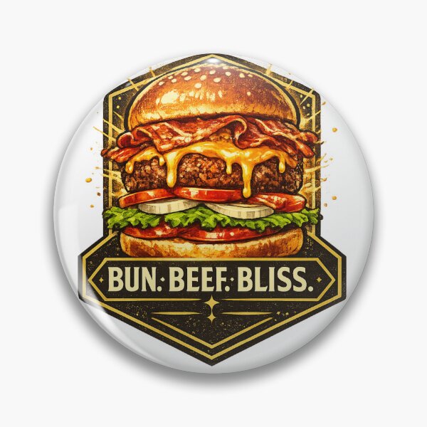 Item preview, Bun Beef Bliss: Triple Victory Luxury Gold Badge Design designed and sold by irfanshikh.
