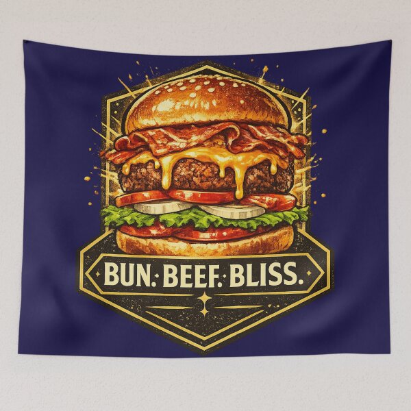 Item preview, Bun Beef Bliss: Triple Victory Luxury Gold Badge Design designed and sold by irfanshikh.