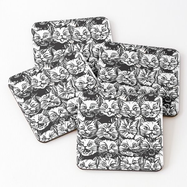 Item preview, Crazy Cat Faces – Cute Black & White Cat Pattern  Autres idées designed and sold by TitiaDesign.