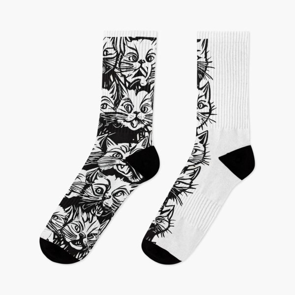 Item preview, Crazy Cat Faces – Cute Black & White Cat Pattern  Autres idées designed and sold by TitiaDesign.