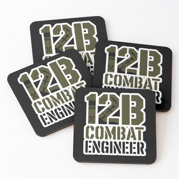 Item preview, 12B Combat Engineer — U.S. Army MOS Stencil Tool Icon Military Engineering Graphic White Outline designed and sold by GFamilyC.
