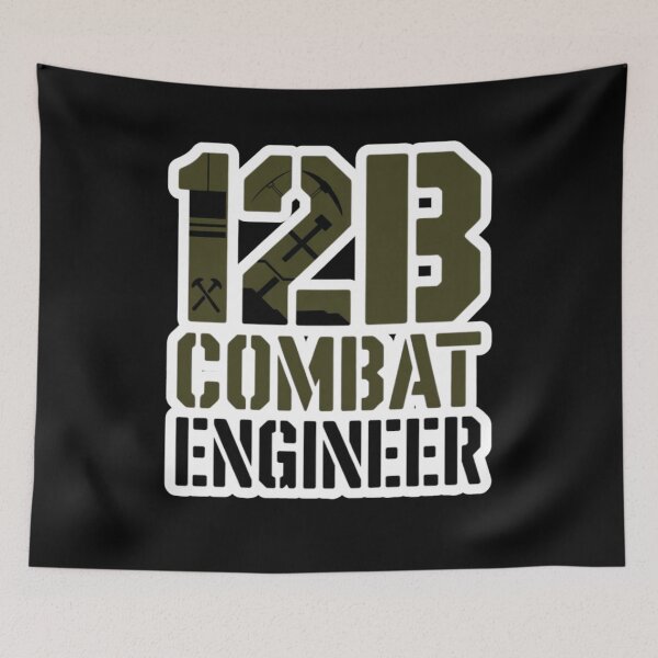 Item preview, 12B Combat Engineer — U.S. Army MOS Stencil Tool Icon Military Engineering Graphic White Outline designed and sold by GFamilyC.
