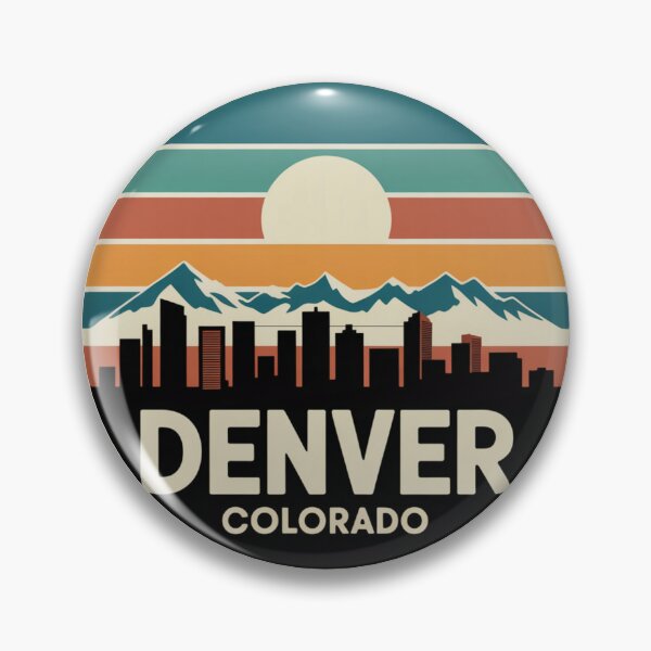 Item preview, Denver Colorado: Retro Sunset Skyline Badge designed and sold by CircinusStore.