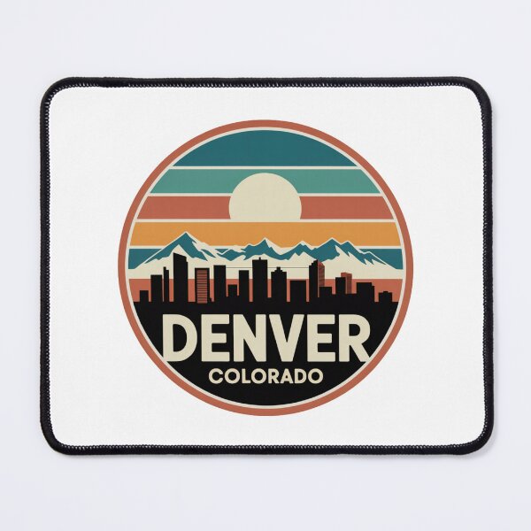 Item preview, Denver Colorado: Retro Sunset Skyline Badge designed and sold by CircinusStore.