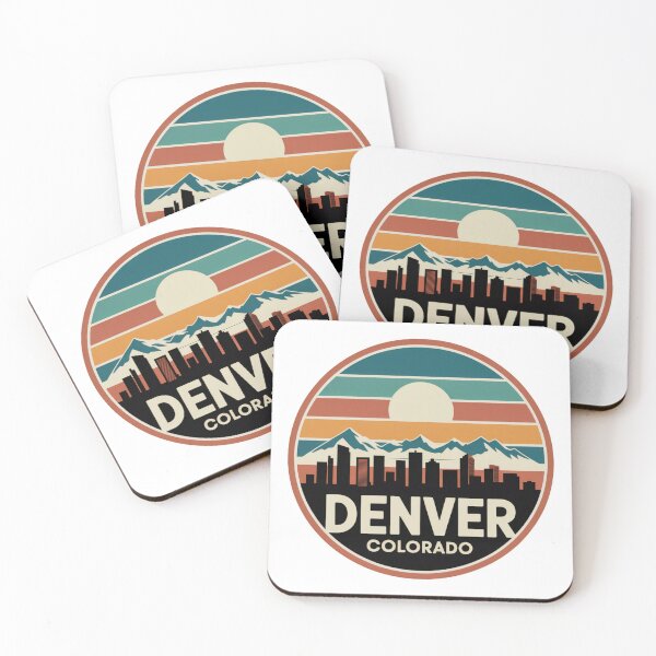 Item preview, Denver Colorado: Retro Sunset Skyline Badge designed and sold by CircinusStore.