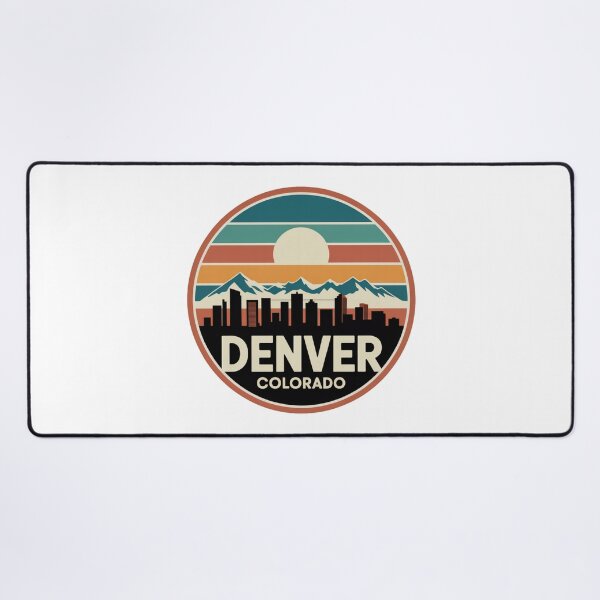 Item preview, Denver Colorado: Retro Sunset Skyline Badge designed and sold by CircinusStore.