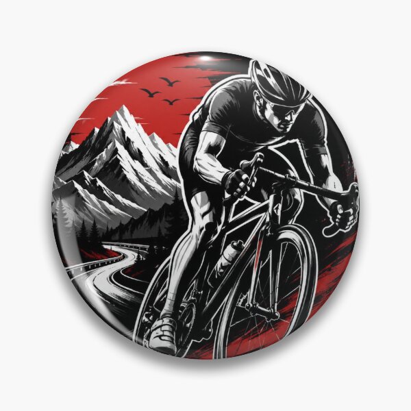 Item preview, Mountain Cyclist Red Sun Graphic Art designed and sold by YogiCodeLab.