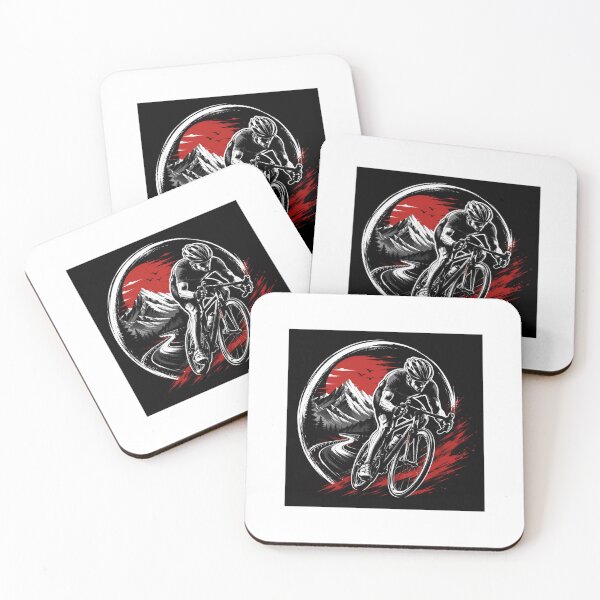 Item preview, Mountain Cyclist Red Sun Graphic Art designed and sold by YogiCodeLab.