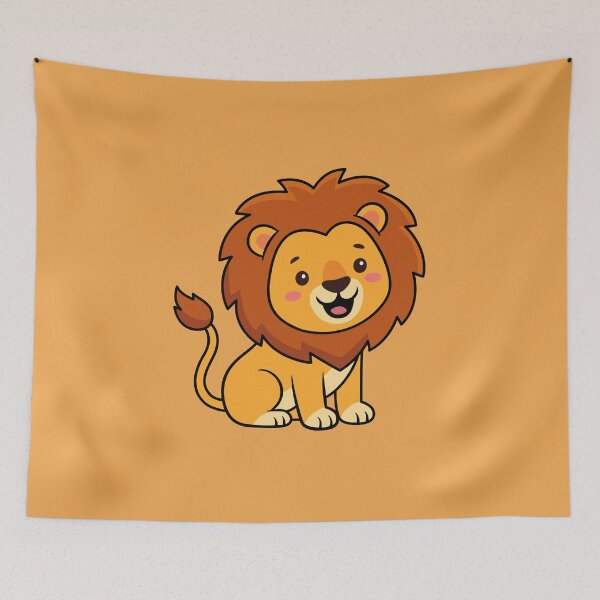 Item preview, Cute Cartoon Lion Cub Adorable Kawaii Baby Lion Art designed and sold by SolutionsArt.