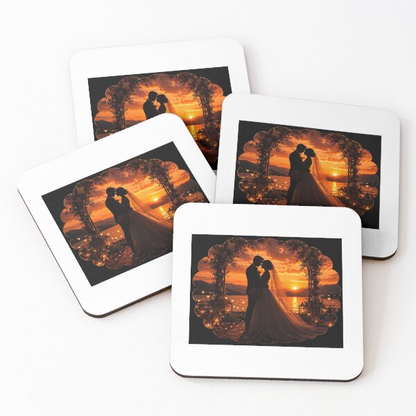 Item preview, Romantic Wedding Couple Lake Sunset Silhouette designed and sold by YogiCodeLab.