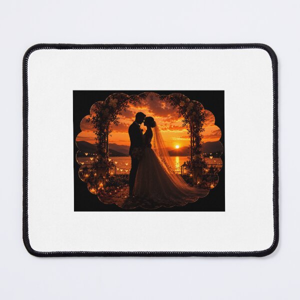 Item preview, Romantic Wedding Couple Lake Sunset Silhouette designed and sold by YogiCodeLab.
