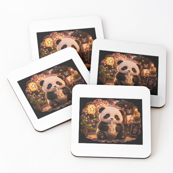 Item preview, Cute Panda Drinking Boba Cherry Blossom designed and sold by YogiCodeLab.