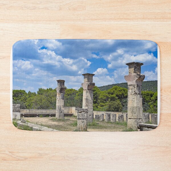 Item preview, Stone columns stand amidst the ruins of the ancient archaeological site of the Sanctuary of Asclepius, Epidaurus, Peloponnese, Greece designed and sold by goceris.