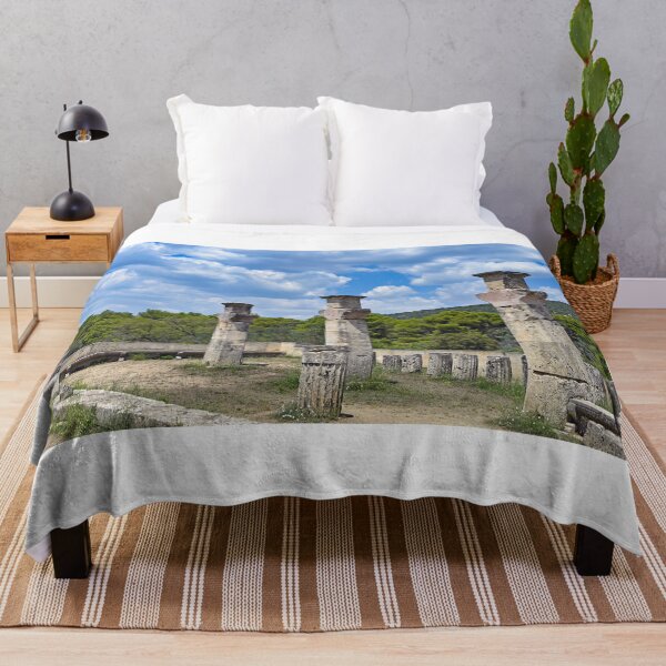 Item preview, Stone columns stand amidst the ruins of the ancient archaeological site of the Sanctuary of Asclepius, Epidaurus, Peloponnese, Greece designed and sold by goceris.
