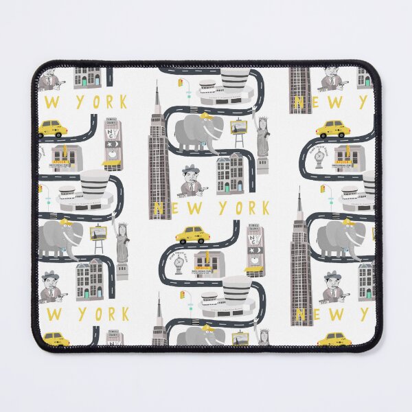 Item preview, New York, USA, Humorous Travel Poster with City Icons and Elephant Tourist designed and sold by Carla Daly.