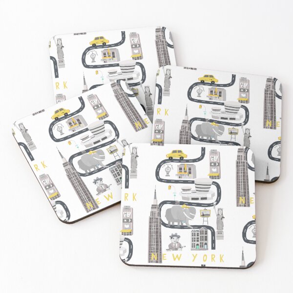 Item preview, New York, USA, Humorous Travel Poster with City Icons and Elephant Tourist designed and sold by Carla Daly.