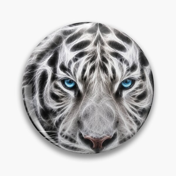 Item preview, Electric White Tiger – Frozen Spirit | Glowing Fractal Wildlife Art designed and sold by LuluLeb.
