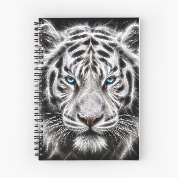Item preview, Electric White Tiger – Frozen Spirit | Glowing Fractal Wildlife Art designed and sold by LuluLeb.
