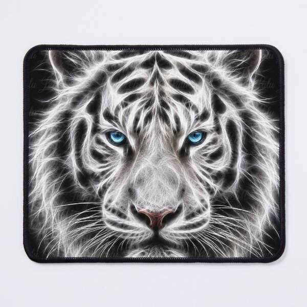Item preview, Electric White Tiger – Frozen Spirit | Glowing Fractal Wildlife Art designed and sold by LuluLeb.