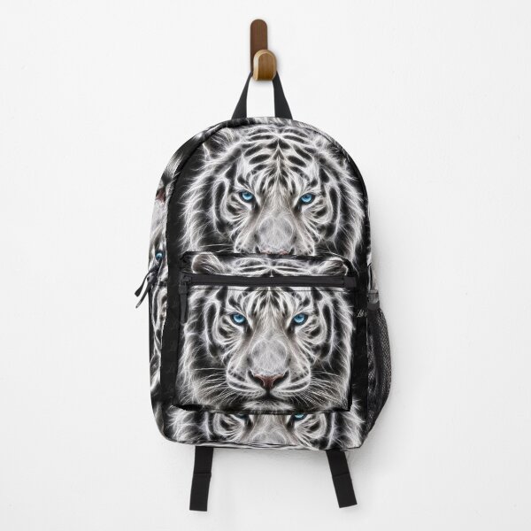 Item preview, Electric White Tiger – Frozen Spirit | Glowing Fractal Wildlife Art designed and sold by LuluLeb.
