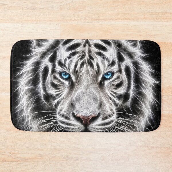 Item preview, Electric White Tiger – Frozen Spirit | Glowing Fractal Wildlife Art designed and sold by LuluLeb.