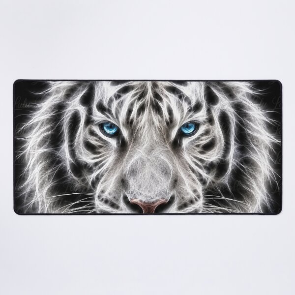 Item preview, Electric White Tiger – Frozen Spirit | Glowing Fractal Wildlife Art designed and sold by LuluLeb.