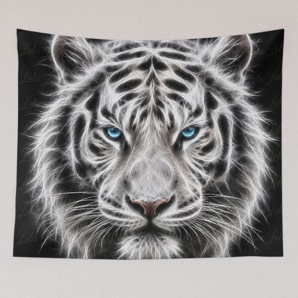 Item preview, Electric White Tiger – Frozen Spirit | Glowing Fractal Wildlife Art designed and sold by LuluLeb.